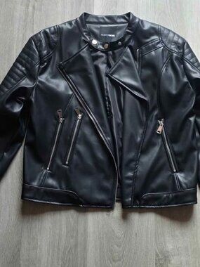 Fashion Nova Black Faux Leather Moto Jacket